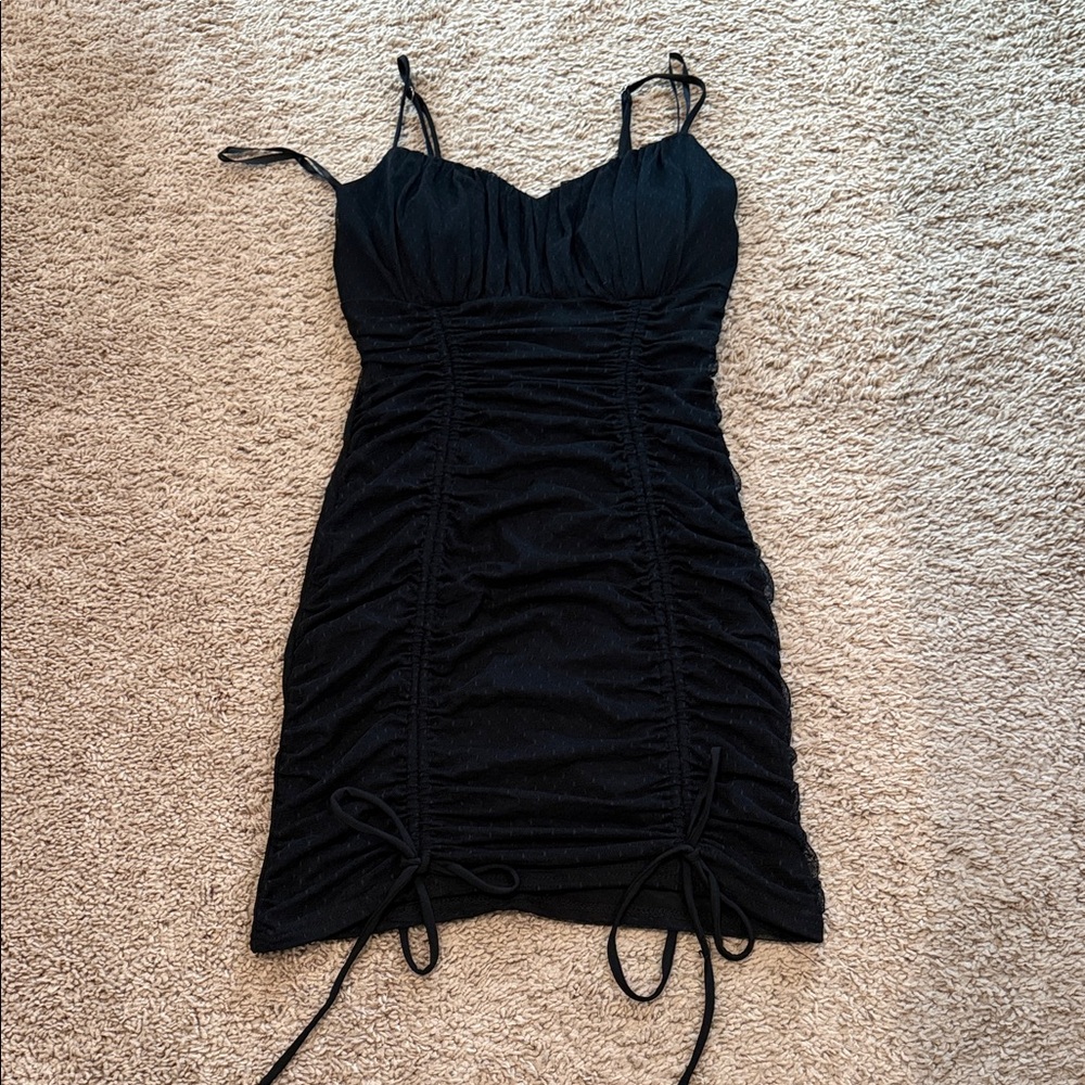 Windsor Black Ruched Mini Dress
